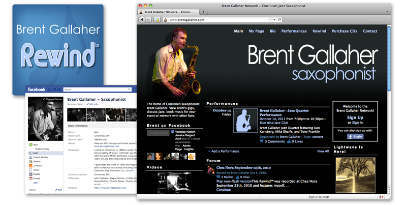 screen shots of Brent Gallaher's website