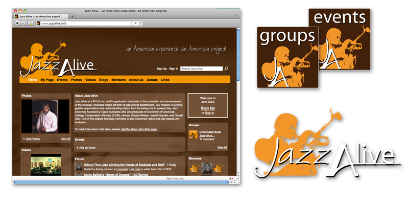screen shots of Jazz Alive's website